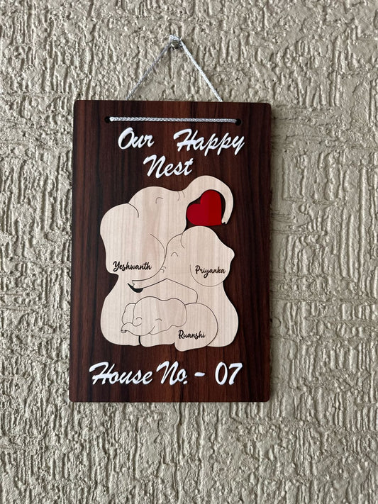 Elephant family of 3 Nameplate