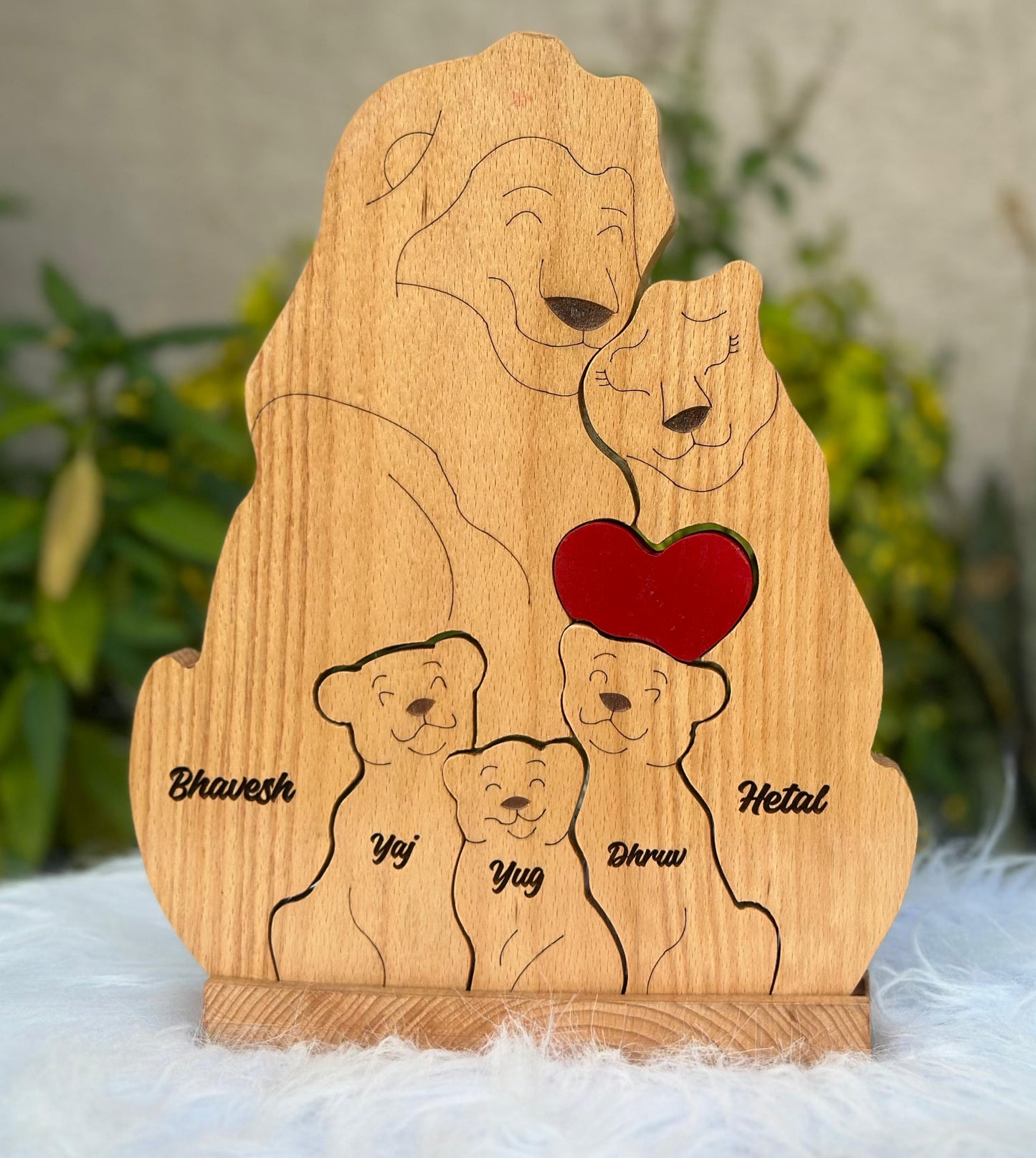 Lion family of 5- with 3 babies