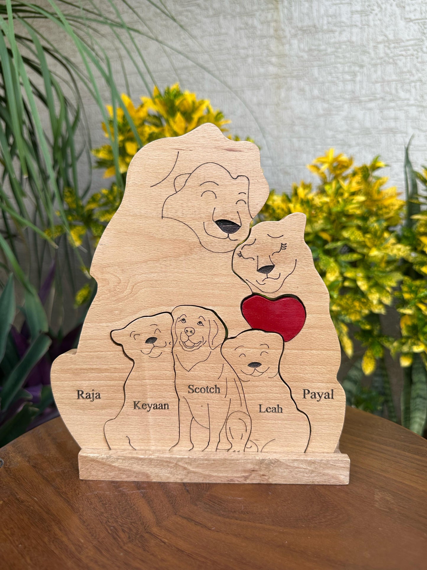 Lion family of 5- with dog